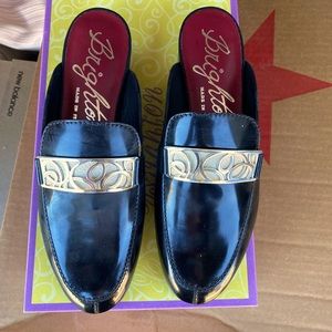 Brighton Black Leather Loafer Mule